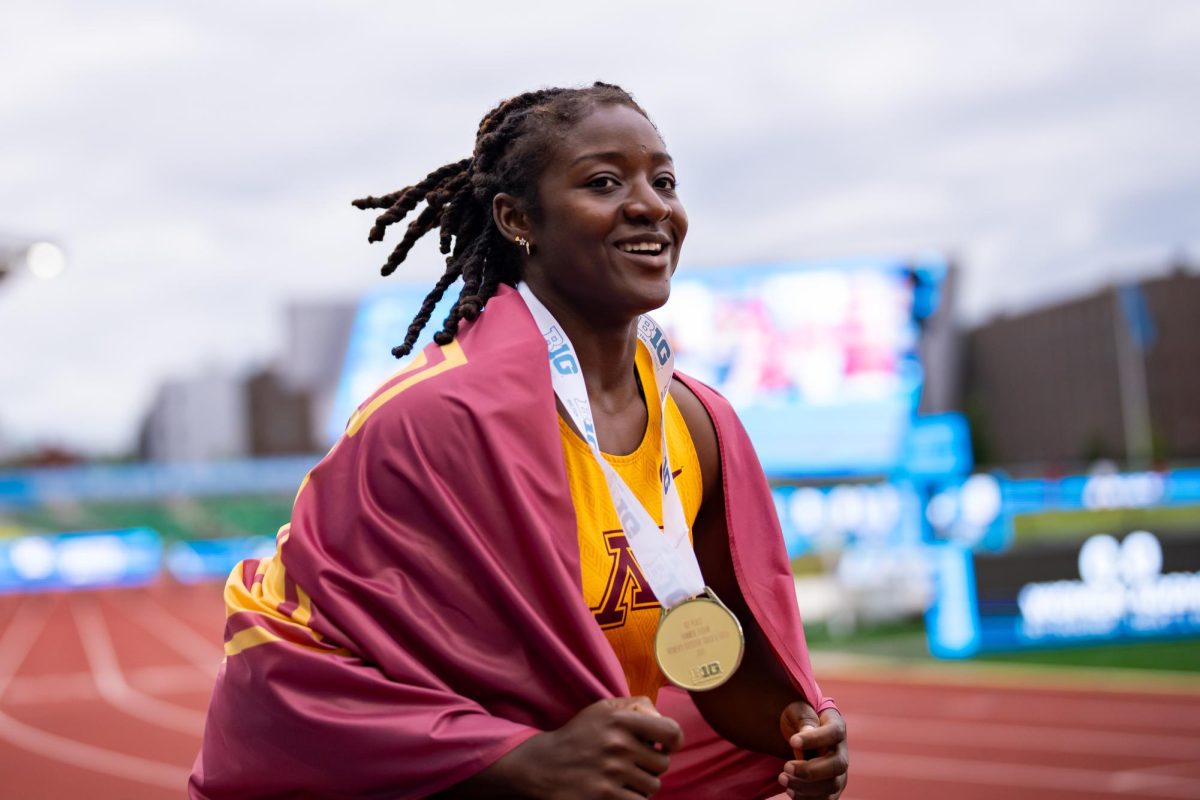 Anthonett Nabwe earned 90% of the women’s team’s points on the first day of the Big Ten Championships.